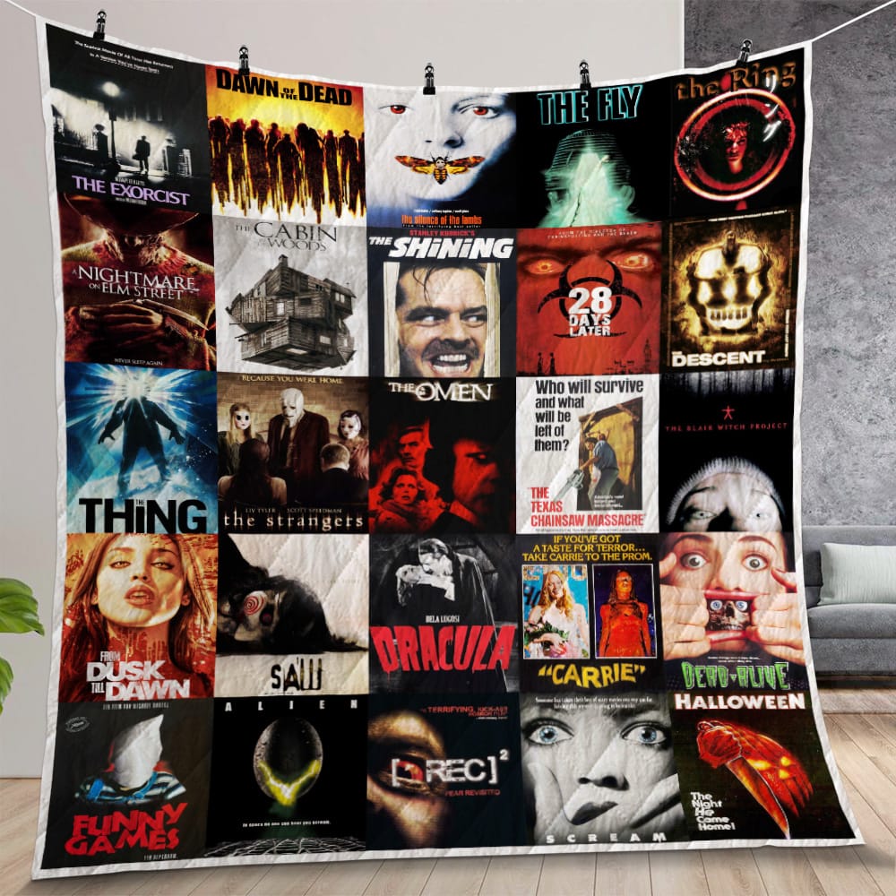 25 Horror Movies Custom Quilt Gift For Christmas, Birthday, Thanksgiving, For Halloween