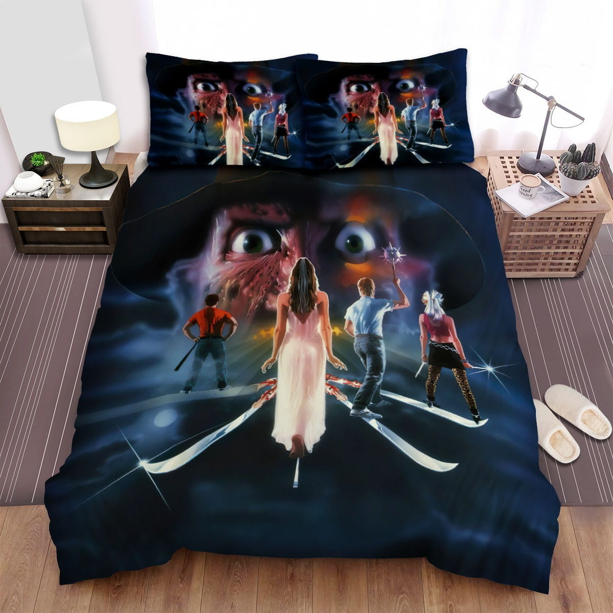 A Nightmare On Elm Street Movie Cartoon Photo Decorative Bedding Sets with Duvet Cover, Flatsheet, Pillowcases, For Halloween