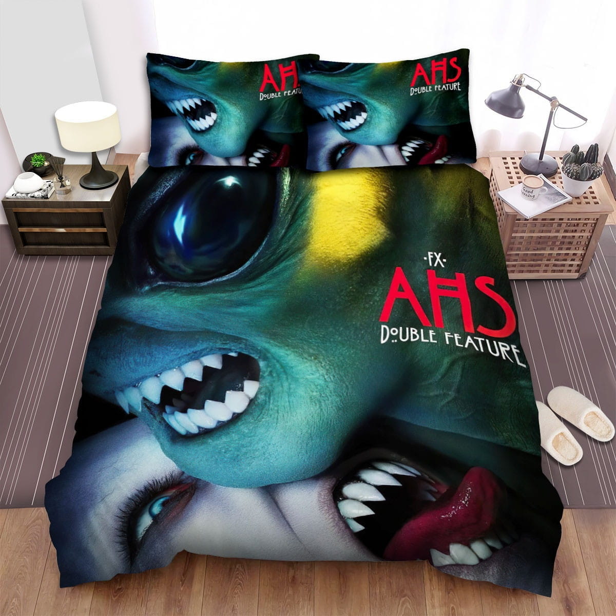 American Horror Story Double Feature Movie Poster Bedding Set, Duvet Cover Gift For Christmas, Birthday, Thanksgiving, For Halloween