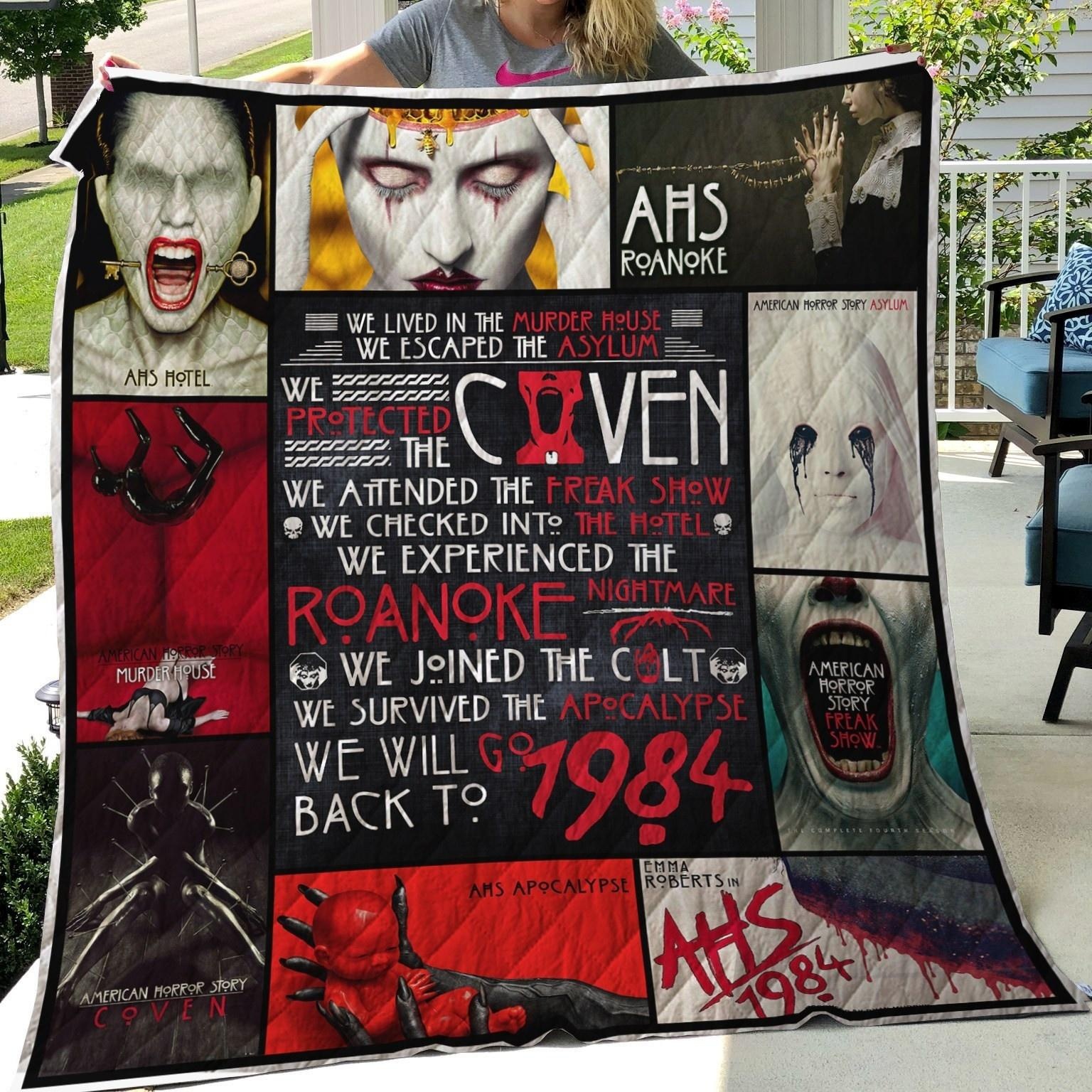 American Horror Story Quilt, Fleece Blanket, Sherpa Blanket Gift For Halloween, Thanksgiving, Christmas