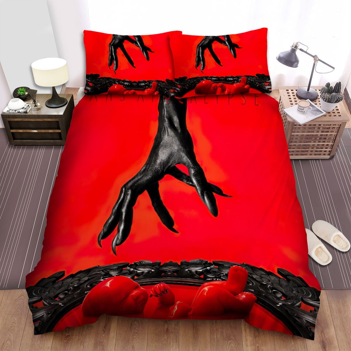 American Horror Story Red Baby Movie Poster Bedding Sets, Duvet Cover Flatsheet Gift For Halloween, Thanksgiving, Christmas