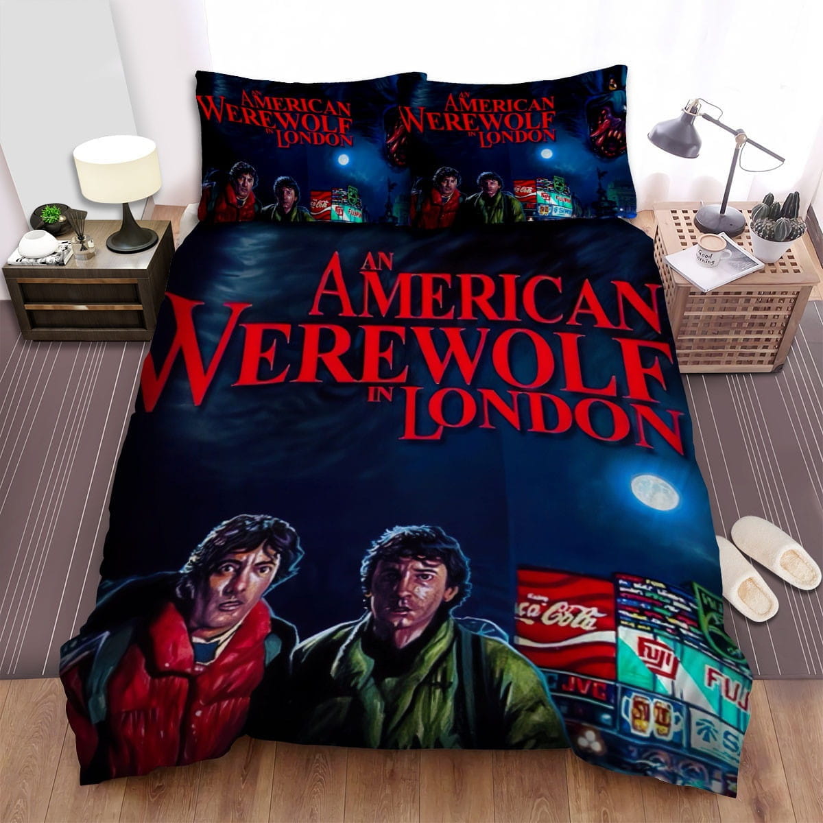 An American Werewolf In London Sign Bedding Sets, Duvet Cover Flatsheet Gift For Halloween, Thanksgiving, Christmas