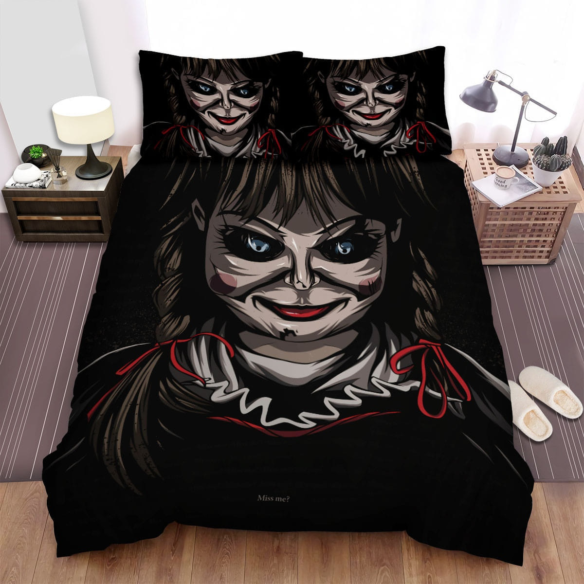 Annabelle Comes Home Smile Photo Movie Bedding Sets, Duvet Cover Flatsheet Gift For Wife, Husband, Besties, For Halloween