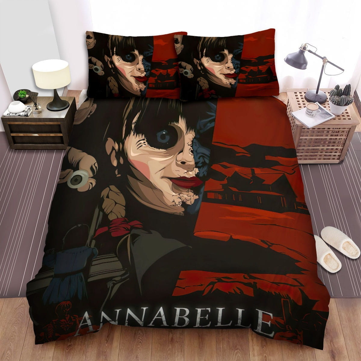 Annabelle: Creation Movie Creepy Photo Decorative Bedding Sets with Duvet Cover, Flatsheet, Pillowcases, For Halloween