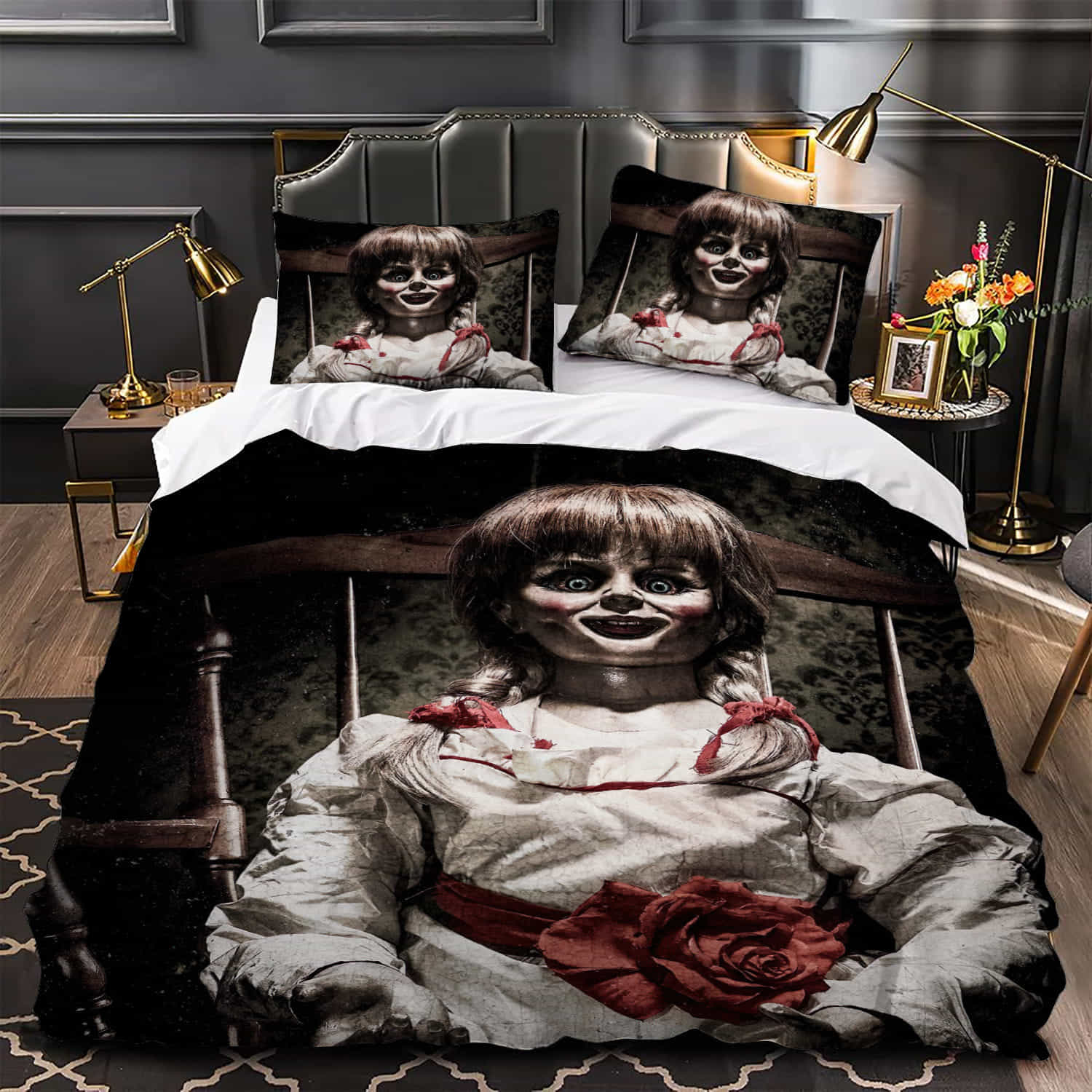 Annabelle (I) (2014) On A Chair Movie Poster Duvet Cover, Flastsheet, Pillowcase Bedding Set Gift Ideas For Fans, For Halloween