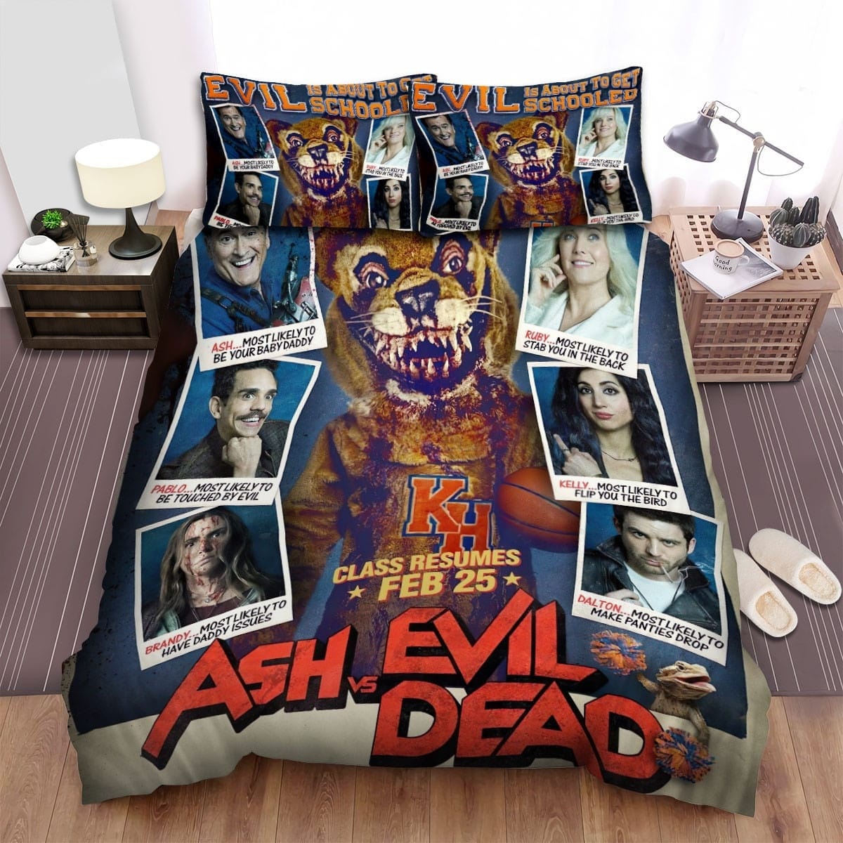 Ash Vs Evil Dead (2015-2018) Evil Is About To Get Schooled Poster Bedding Set, Duvet Cover Gift For Christmas, Birthday, Thanksgiving, For Halloween