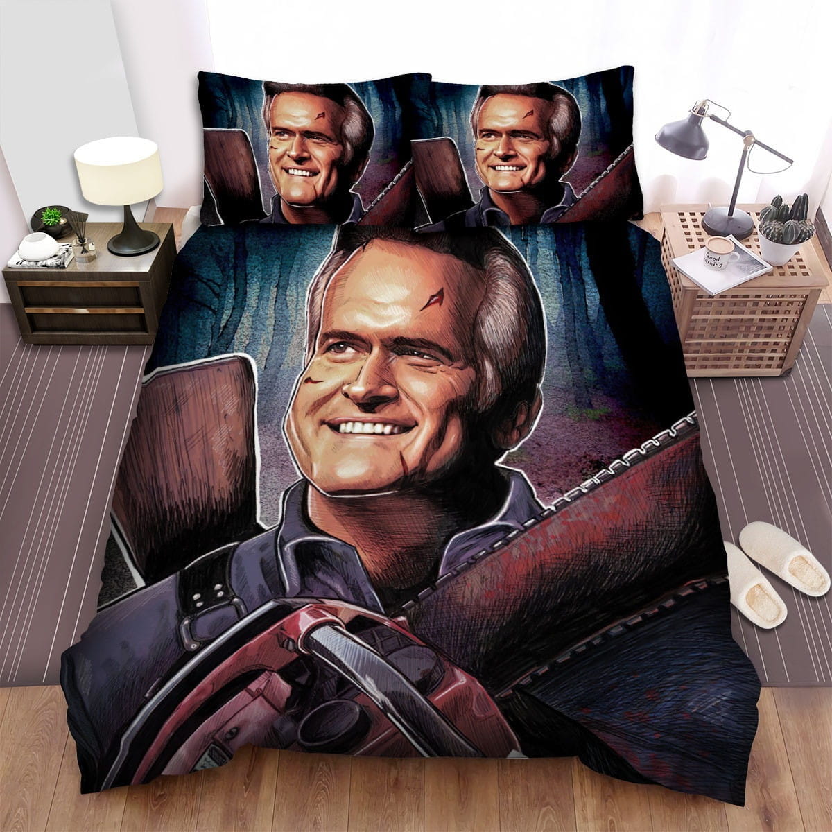 Ash Vs Evil Dead (2015-2018) Hail To The King Baby Art Poster 2 Bedding Sets, Duvet Cover Flatsheet Gift For Halloween, Thanksgiving, Christmas