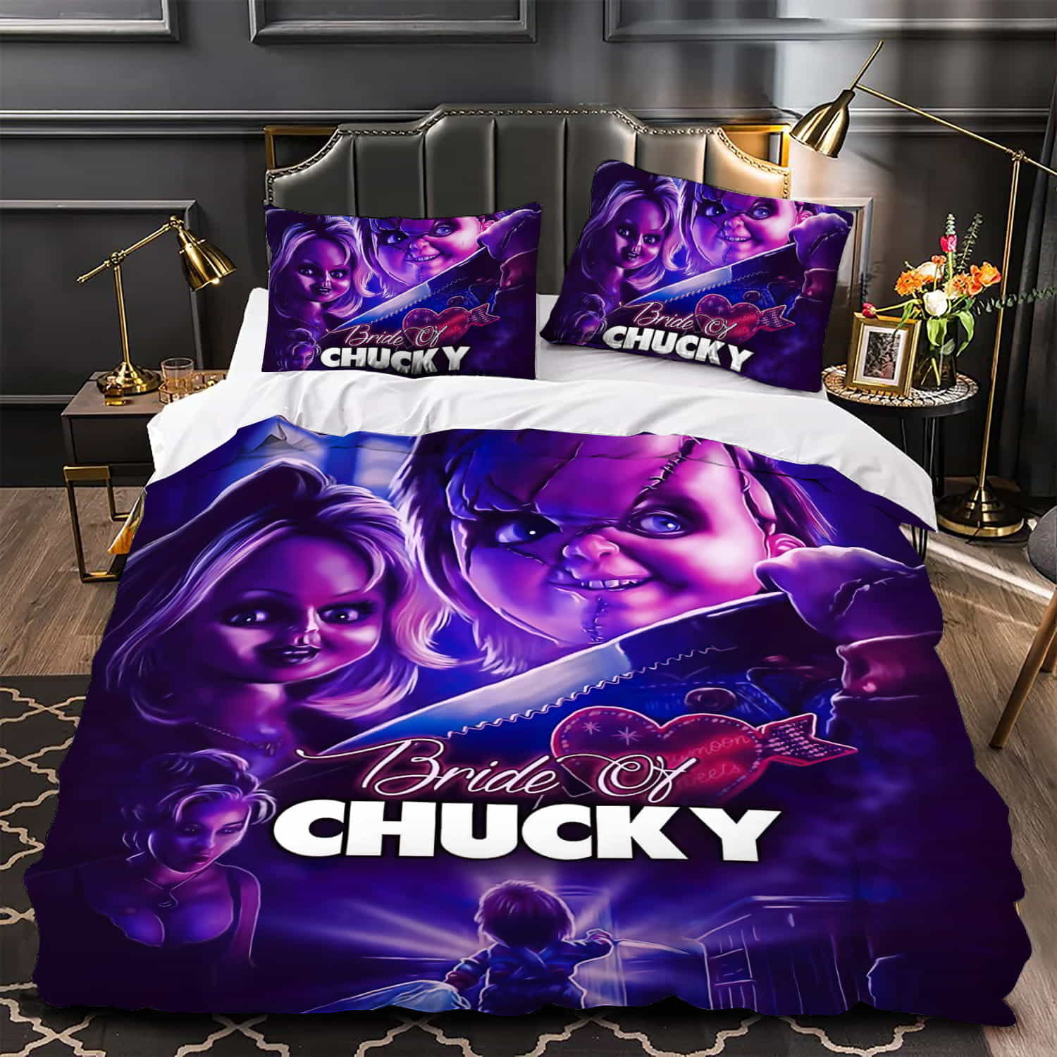 Bride Of Chucky (1998) Movie Poster Fanart Duvet Cover, Bedding Set Gifts For Birthday Christmas Thanksgiving Black Friday, For Halloween