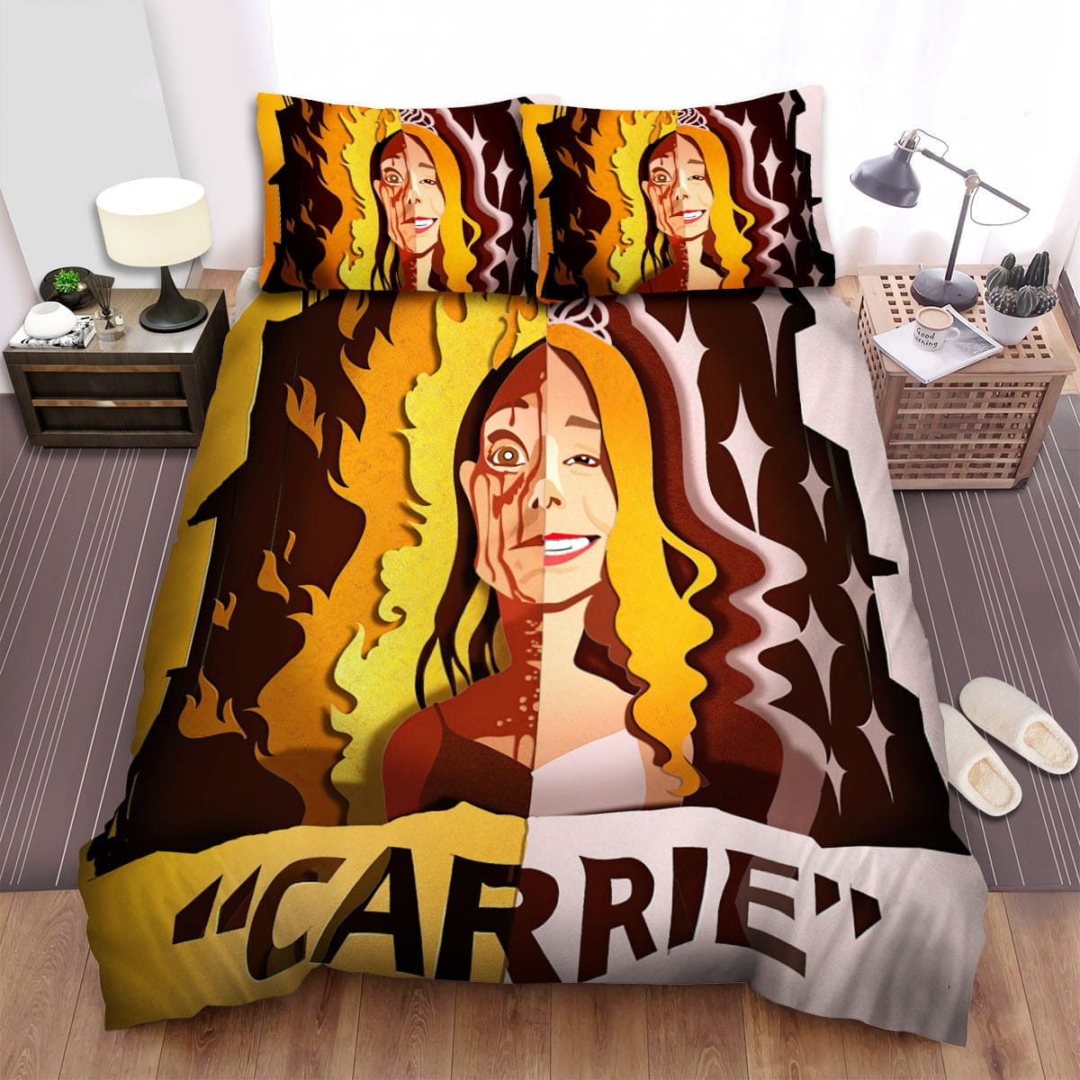 Carrie (1976) Movie Poster Fanart 3 Decorative Bedding Sets with Duvet Cover, Flatsheet, Pillowcases, For Halloween