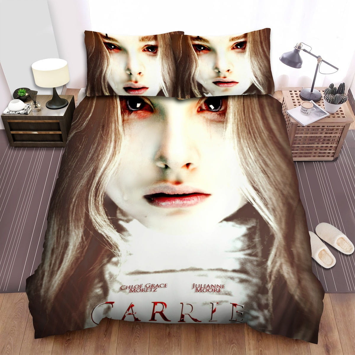 Carrie (2013) Movie Poster Artwork Bedding Sets – Duvet Cover, Flatsheet, Pillowcases Perfect Gift For Fans, For Halloween