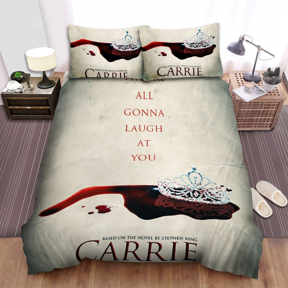 Carrie (2013) They’re All Gonna Laugh At You Bedding Sets, Duvet Cover Flatsheet Gift For Halloween, Thanksgiving, Christmas