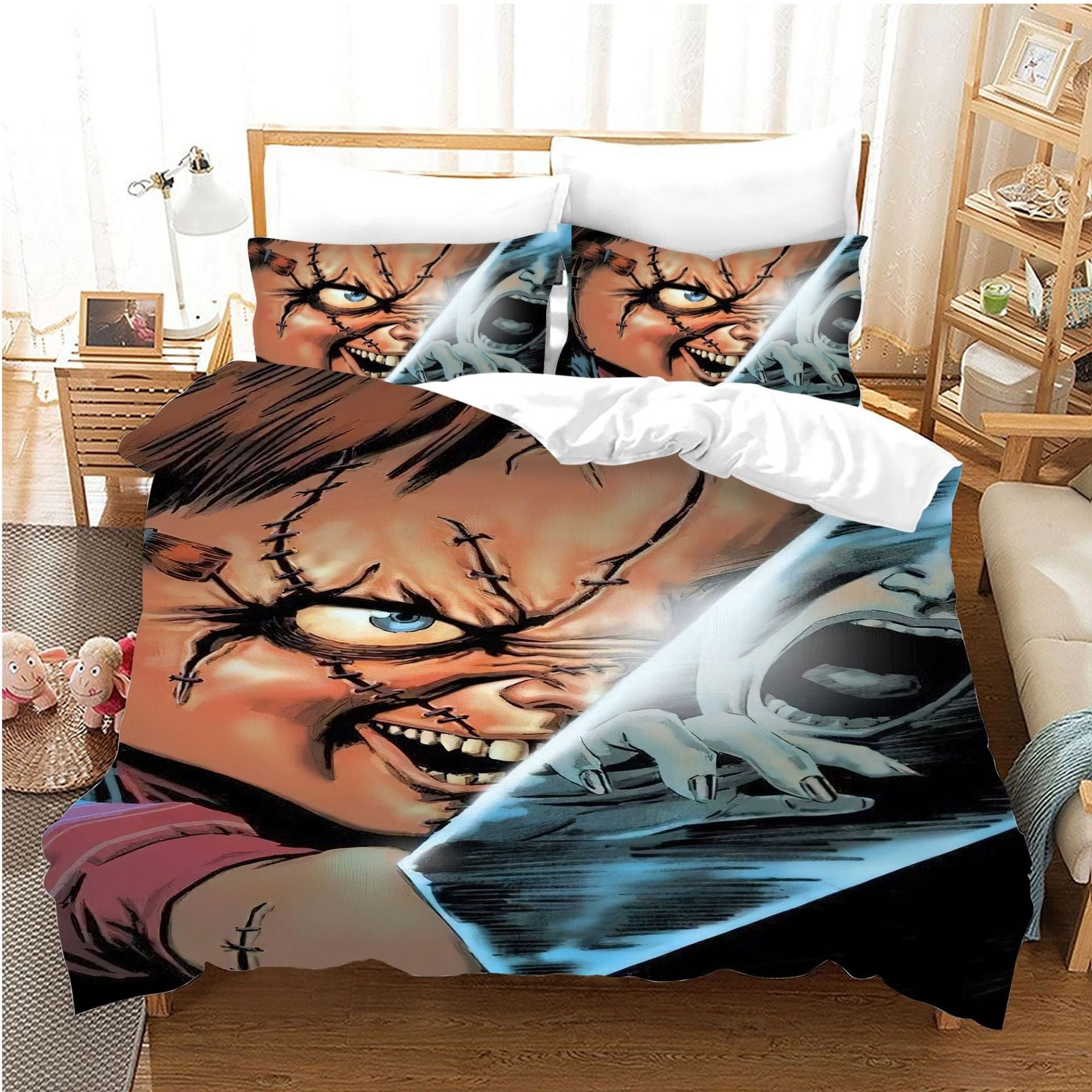 Child’s Play Chucky Horror Movie Bedding Sets Duvet Cover, Flatsheet, Pillowcase For Your Lover, For Halloween