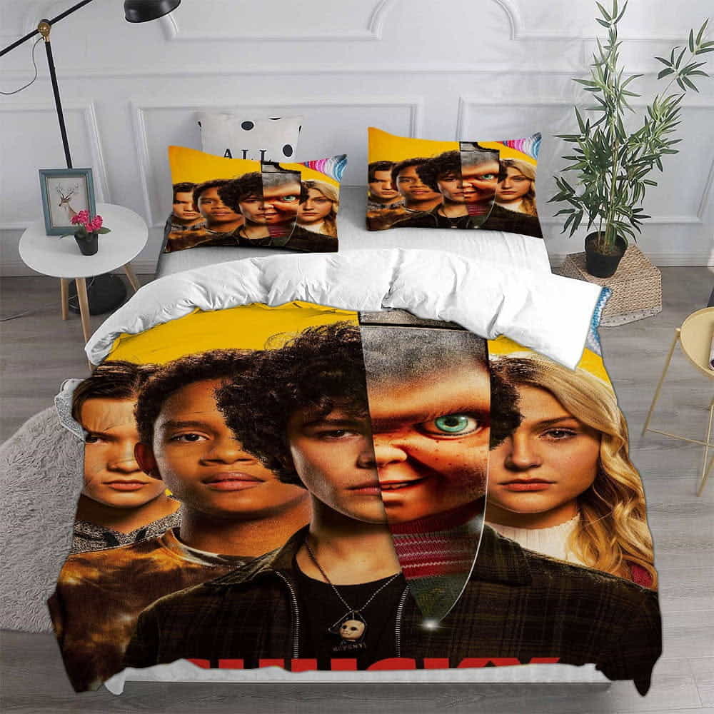 Chucky Bedding Sets Duvet Cover, Flatsheet, Pillowcase For Dad, Mom, For Halloween