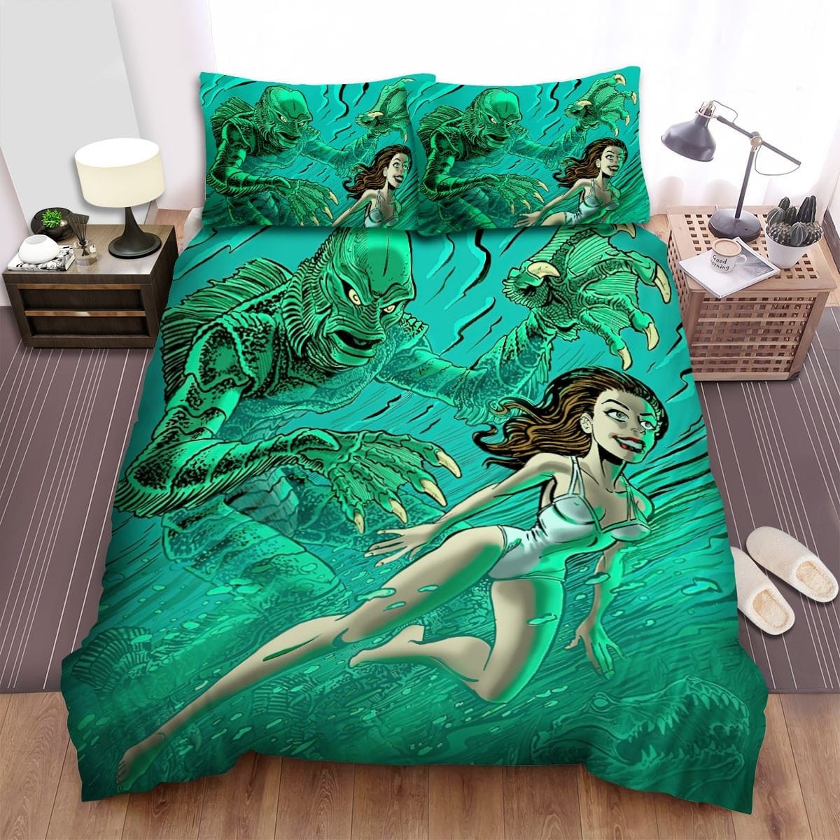 Creature From The Black Lagoon Kay. Lawrence Meets Dangerous Bedding Sets, Duvet Cover Flatsheet Gift For Halloween, Thanksgiving, Christmas