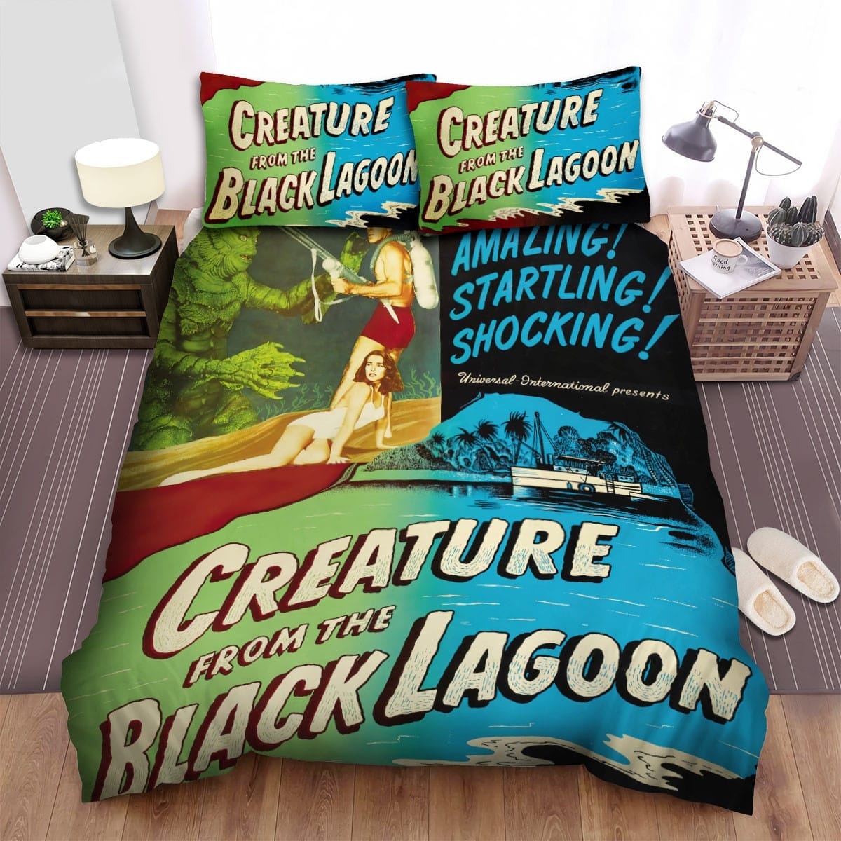 Creature From The Black Lagoon Movie Poster 3 Bedding Sets Duvet Cover, Flatsheet, Pillowcase For Your Lover, For Halloween