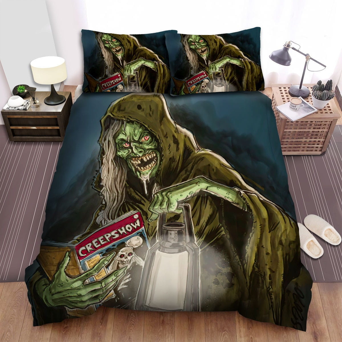 Creepshow 2 (1987) American Flag Movie Poster Decorative Bedding Sets with Duvet Cover, Flatsheet, Pillowcases, For Halloween