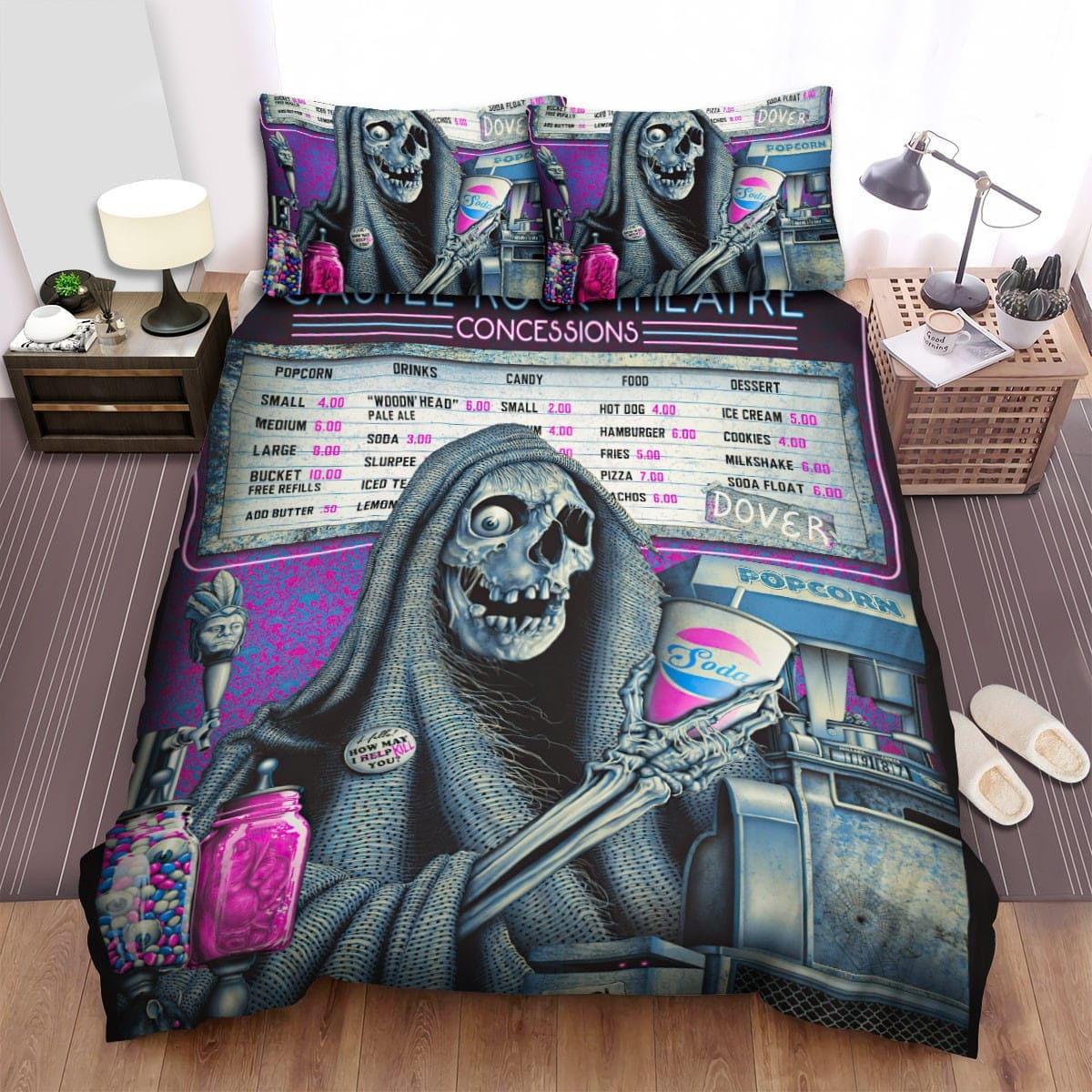 Creepshow 2 (1987) Castle Rock Theatre Movie Poster Bedding Sets, Duvet Cover Flatsheet Gift For Wife, Husband, Besties, For Halloween