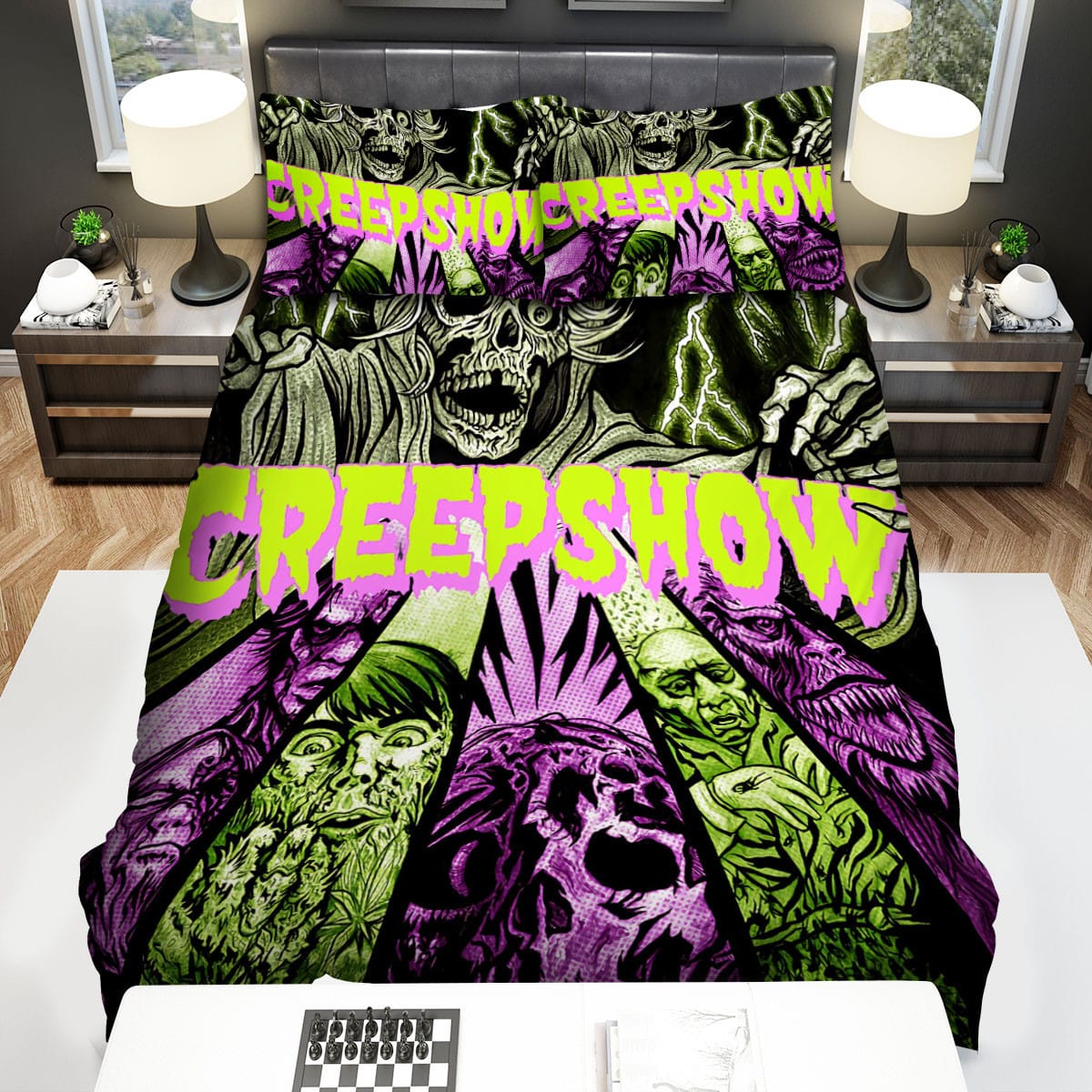 Creepshow Monster Background Duvet Cover, Bedding Set Gifts For Black Friday Christmas Thanksgiving Black Friday, For Halloween