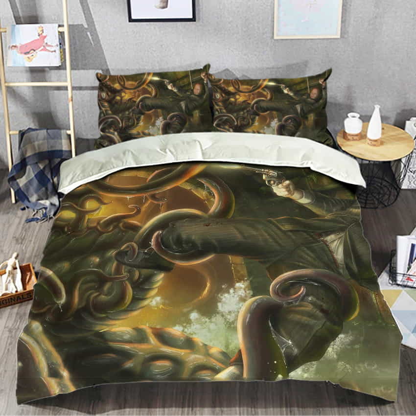 Cthulhu Duvet Cover, Flastsheet, Pillowcase Bedding Set Gift Ideas For Fans, For Halloween