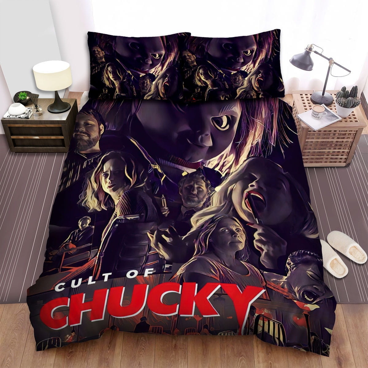 Cult Of Chucky Movie Digital Art Bedding Sets, Duvet Cover Flatsheet Gift For Halloween, Thanksgiving, Christmas