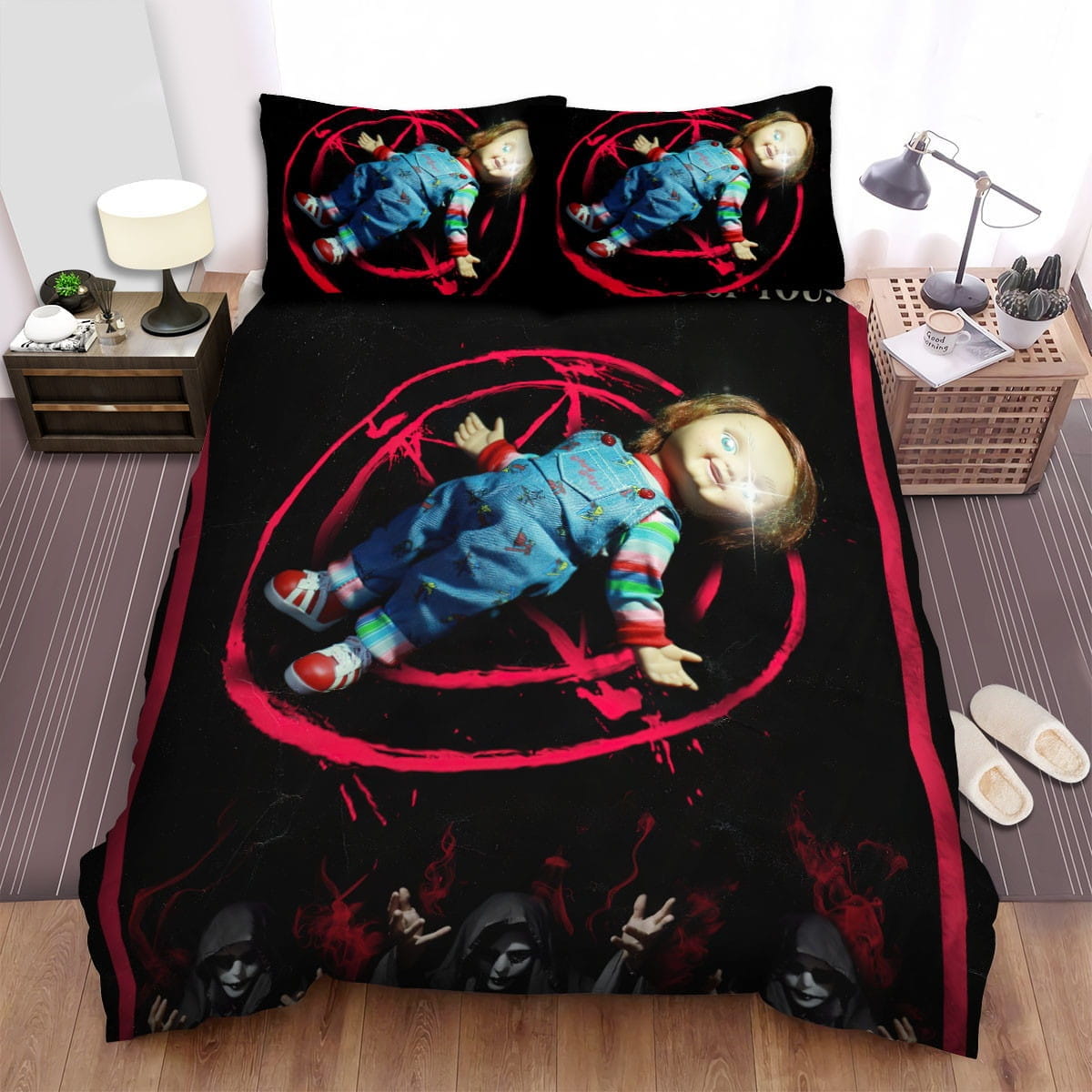 Cult Of Chucky Movie Poster 2 Bedding Sets, Duvet Cover Flatsheet Gift For Halloween, Thanksgiving, Christmas