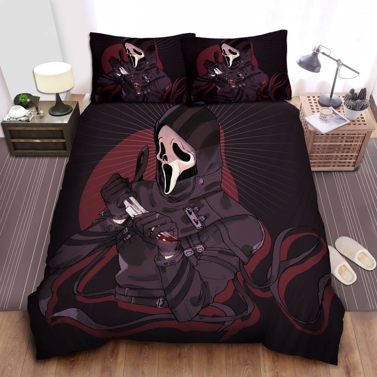 Dead By Daylight’s Ghostface Drawing Bedding Sets – Duvet Cover, Flatsheet, Pillowcases For Every Bedroom, For Halloween