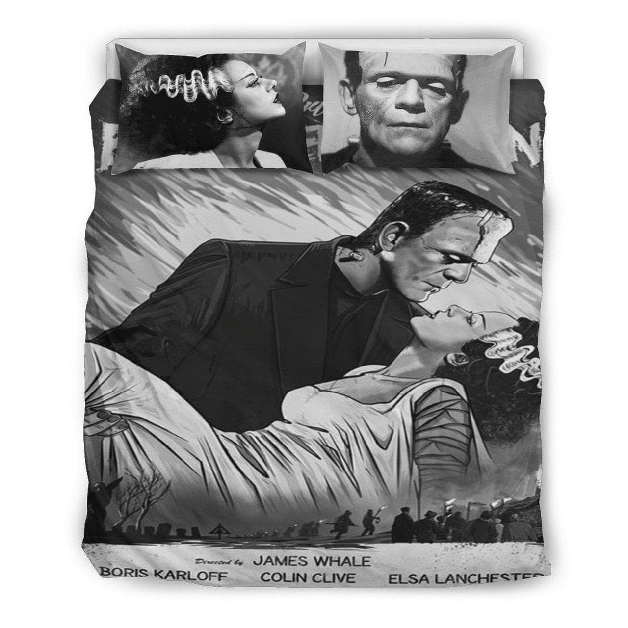 Frankenstein Duvet Cover, Flastsheet, Pillowcase Bedding Set Gift For Fans, Black Friday, Christmas, For Halloween