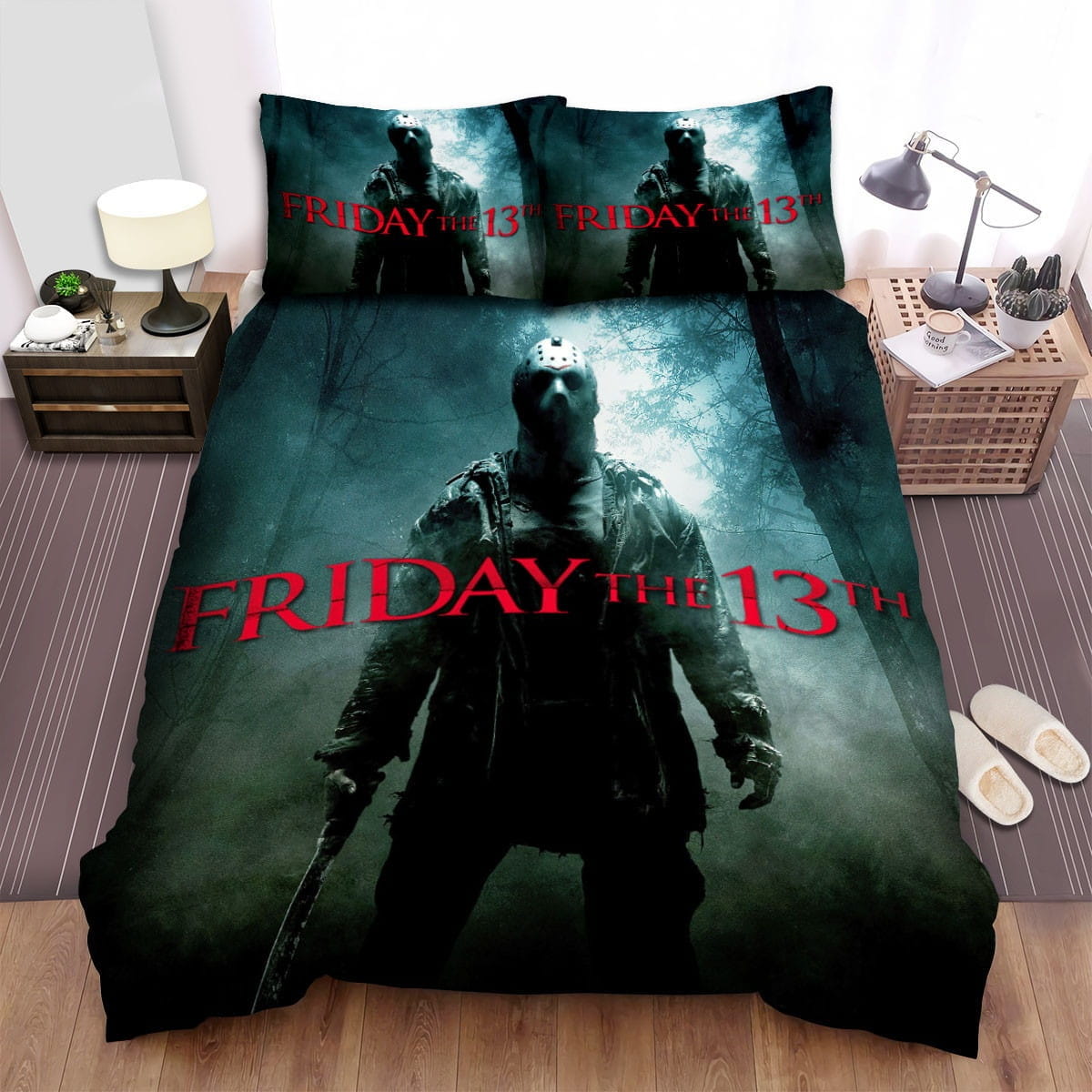 Friday The 13th (2009) Blue Forest Bedding Sets – Duvet Cover, Flatsheet, Pillowcases Perfect Gift For Fans, For Halloween