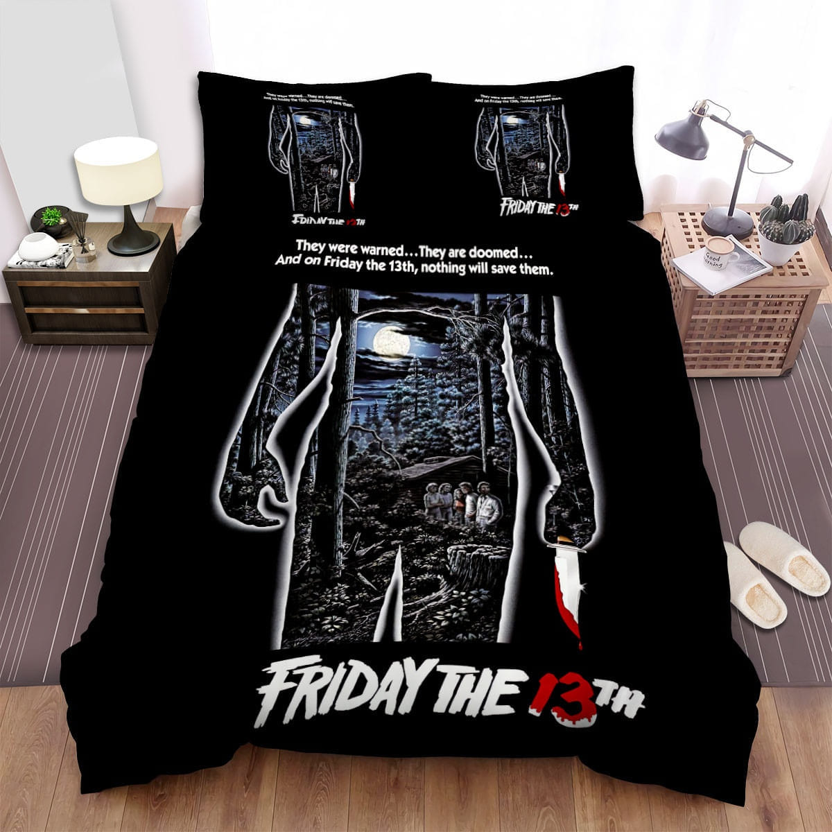 Friday The 13th A 24 Hour Nightmare Of Terror Movie Poster Bedding Sets – Duvet Cover, Flatsheet, Pillowcases Perfect Gift For Fans, For Halloween