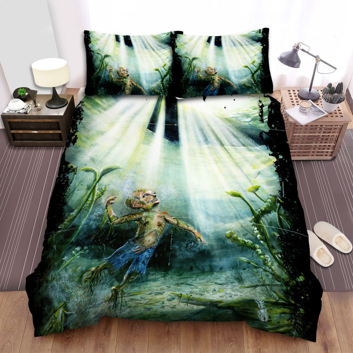 Friday The 13th Art Of The Boy Under The Ocean Movie Poster Decorative Bedding Sets with Duvet Cover, Flatsheet, Pillowcases, For Halloween