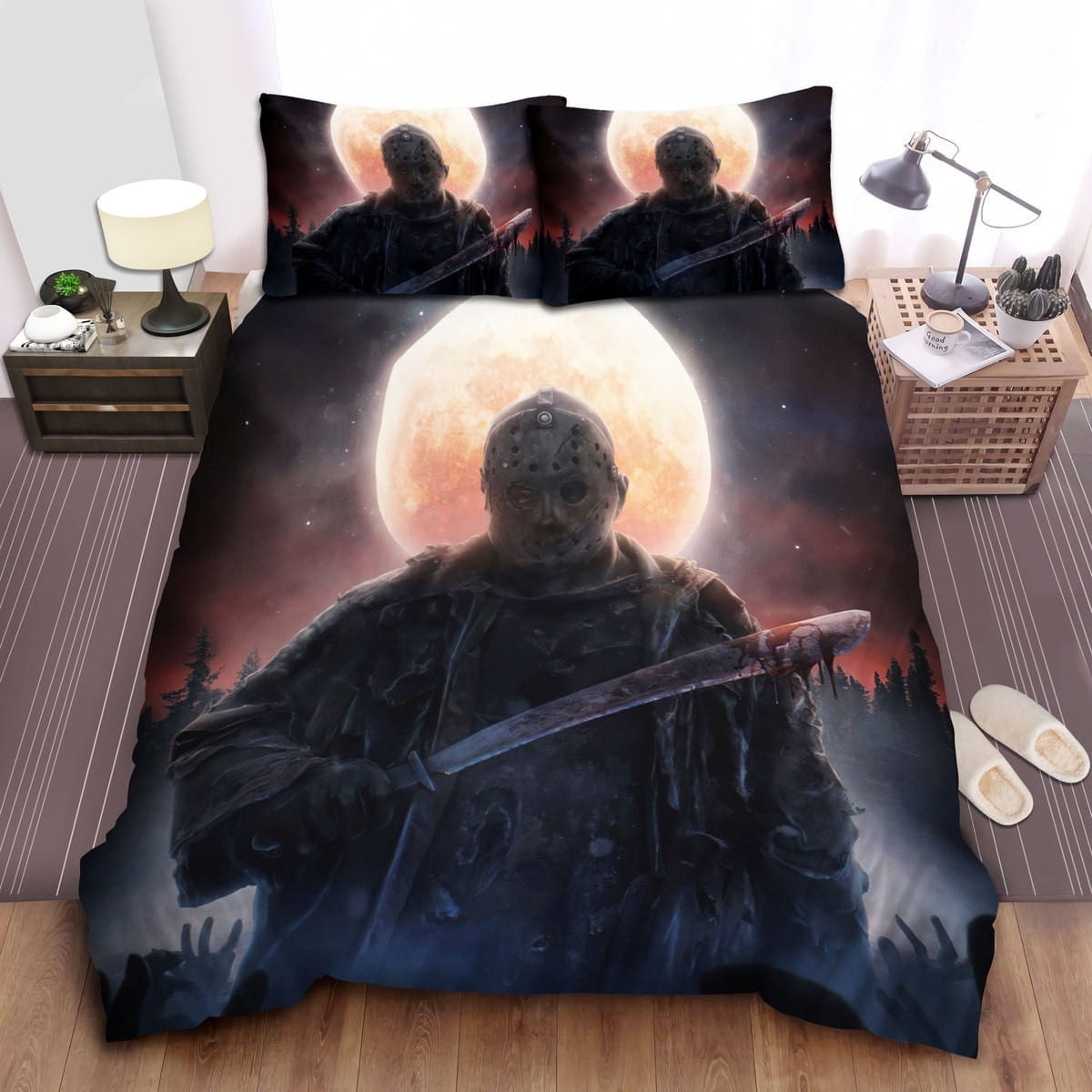 Friday The 13th Bloody Machete Decorative Bedding Sets with Duvet Cover, Flatsheet, Pillowcases, For Halloween