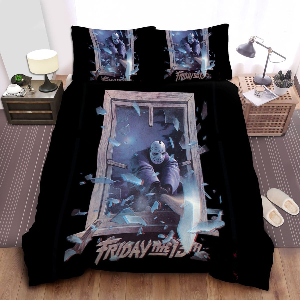 Friday The 13th Breaking The Window Bedding Sets – Duvet Cover, Flatsheet, Pillowcases Perfect Gift For Fans, For Halloween