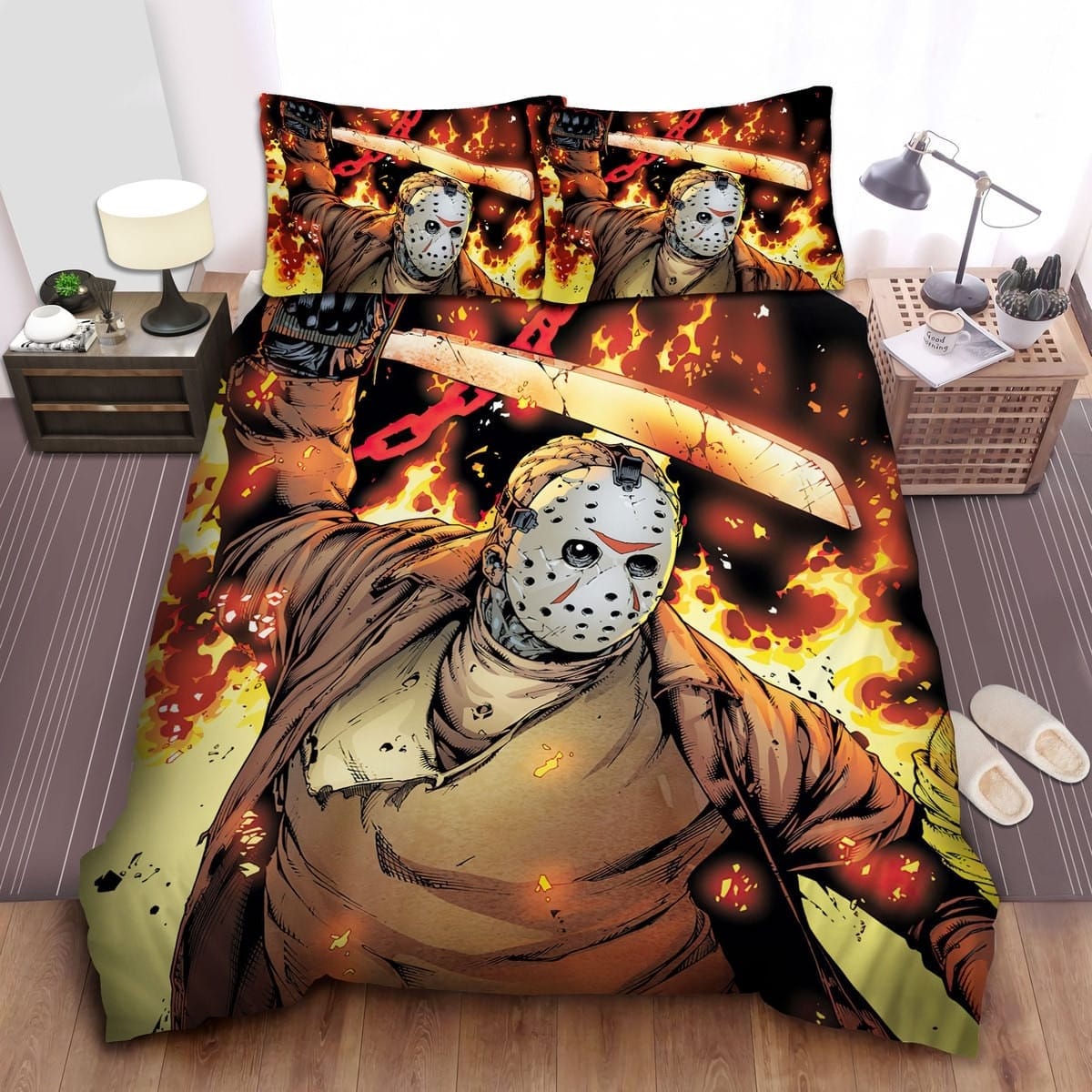 Friday The 13th Firing Serial Killer Bedding Sets, Duvet Cover Flatsheet Gift For Wife, Husband, Besties, For Halloween