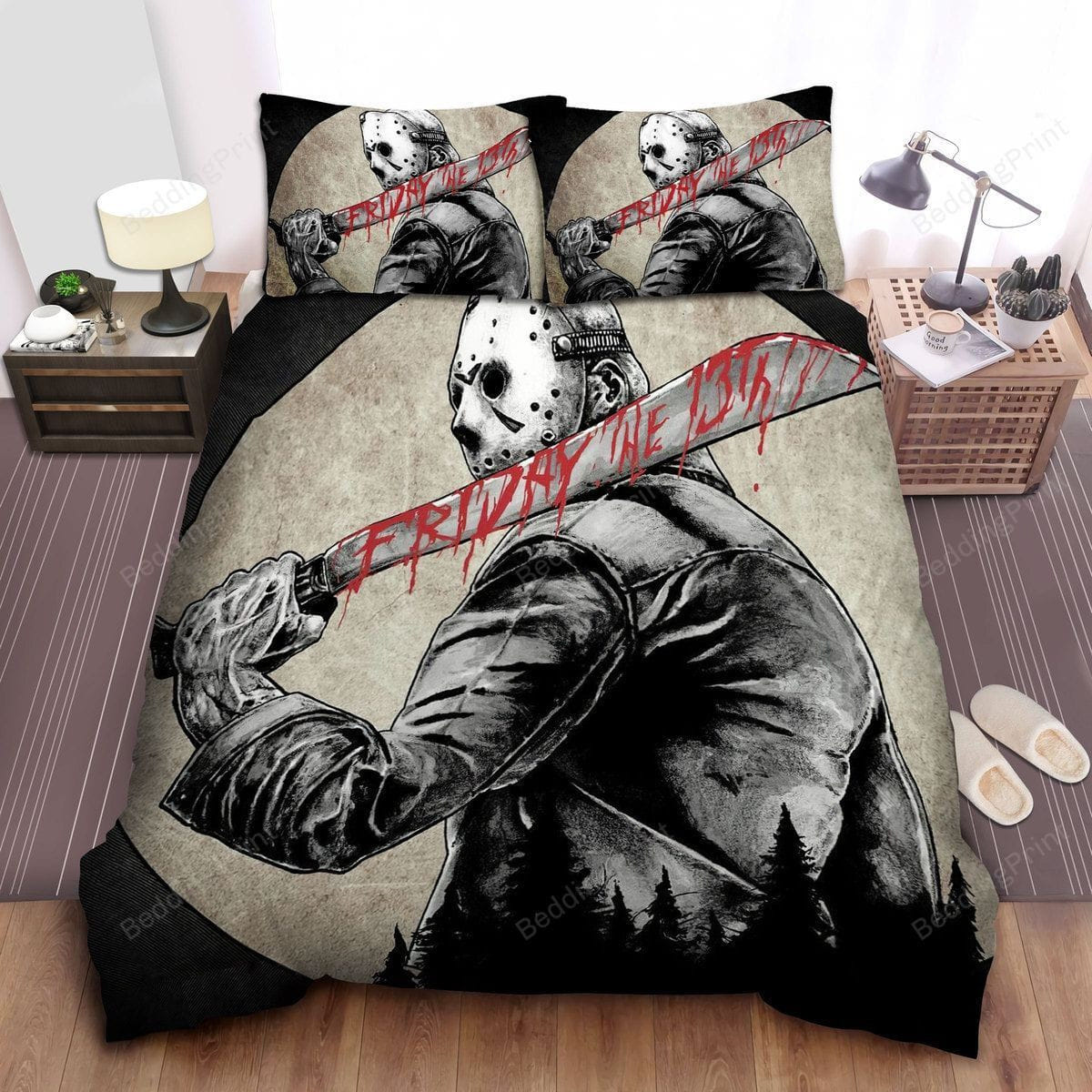 Friday The 13th, Insane Serial Killer Duvet Cover, Bedding Set Gift For Christmas, Black Friday, Thanksgiving, Black Friday, For Halloween