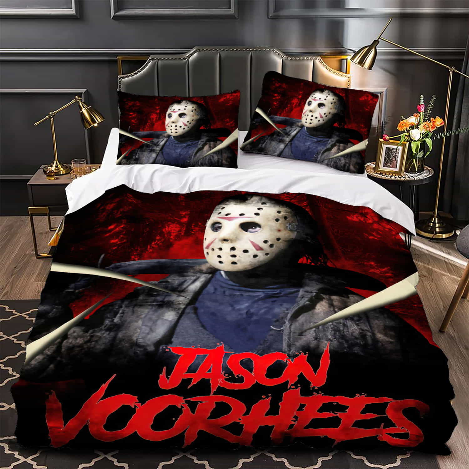 Friday The 13th, Red Letters Duvet Cover, Bedding Set Gift For Christmas, Black Friday, Thanksgiving, For Halloween