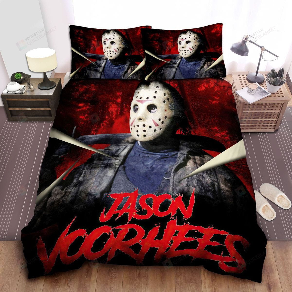 Friday The 13th, Red Letters Duvet Cover, Flastsheet, Pillowcase Bedding Set Gift Ideas For Fans, For Halloween