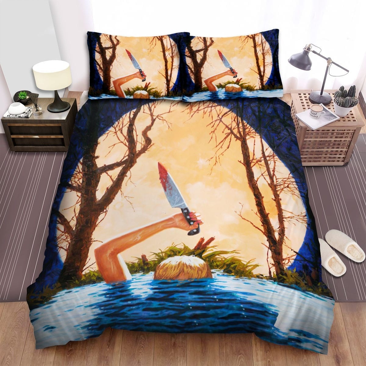 Friday The 13th The Boy With Bloody Knife Movie Poster Bedding Sets, Duvet Cover Flatsheet Gift For Halloween, Thanksgiving, Christmas