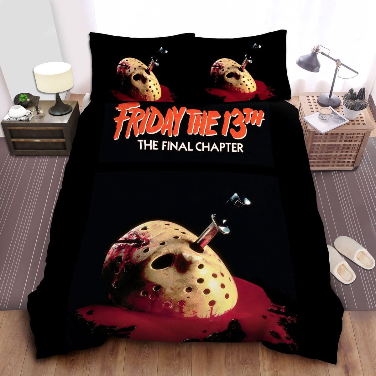Friday The 13th The Final Chapter Knife And Ice Hockey Mask Bedding Sets – Duvet Cover, Flatsheet, Pillowcases For Every Bedroom, For Halloween