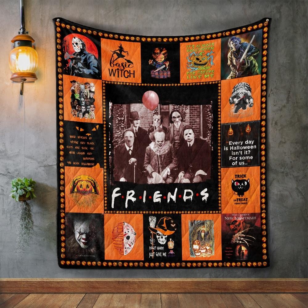 Friends Psychodynamics Horror Movie Characters Halloween Quilt, Blanket Gift For Birthday, Halloween, Christmas, Thanksgiving