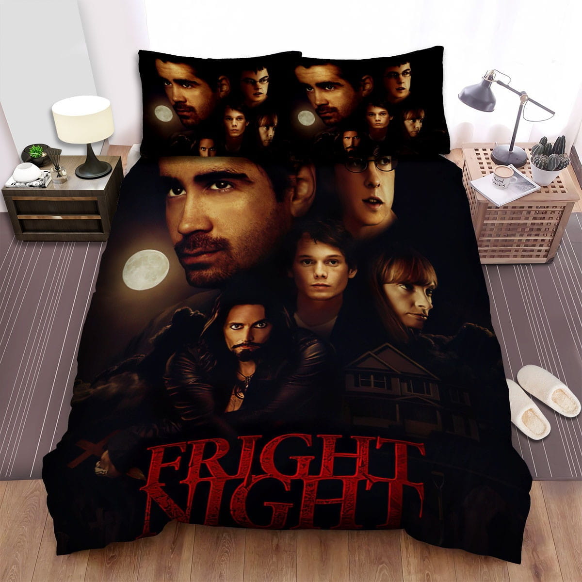 Fright Night All Main Actors In The Film Posting Movie Poster Bedding Sets, Duvet Cover Flatsheet Gift For Halloween, Thanksgiving, Christmas