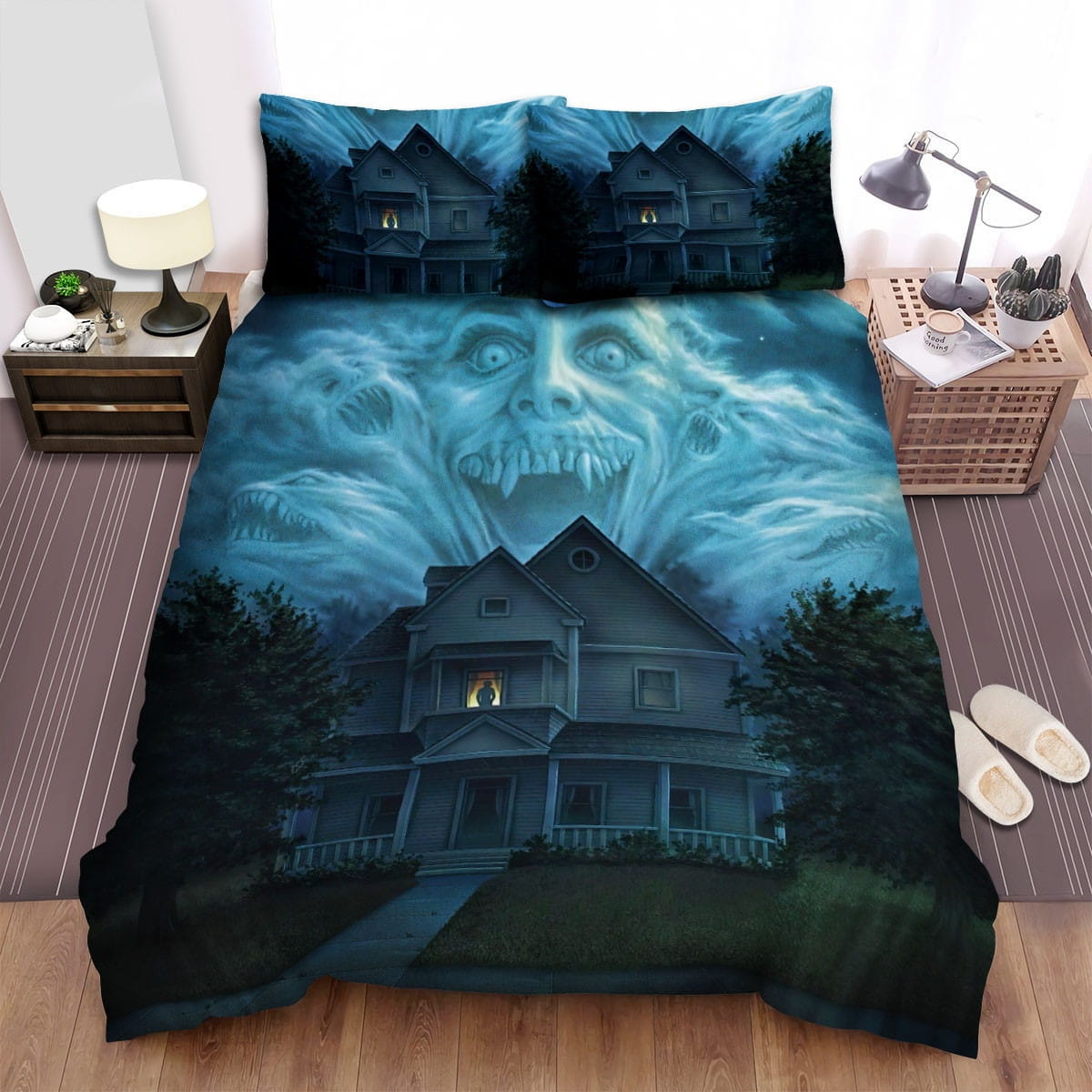 Fright Night Movie Creepy Cloud Photo Movie Bedding Sets, Duvet Cover Flatsheet Gift For Halloween, Thanksgiving, Christmas