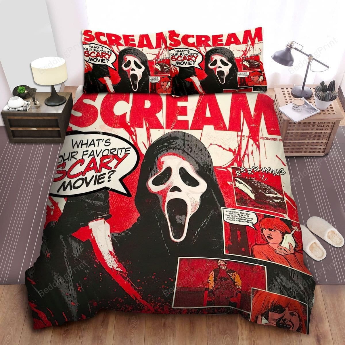 Ghostface In Scream ComicStyle Poster Duvet Cover, Bedding Set Gifts For Black Friday Christmas Thanksgiving Black Friday, For Halloween