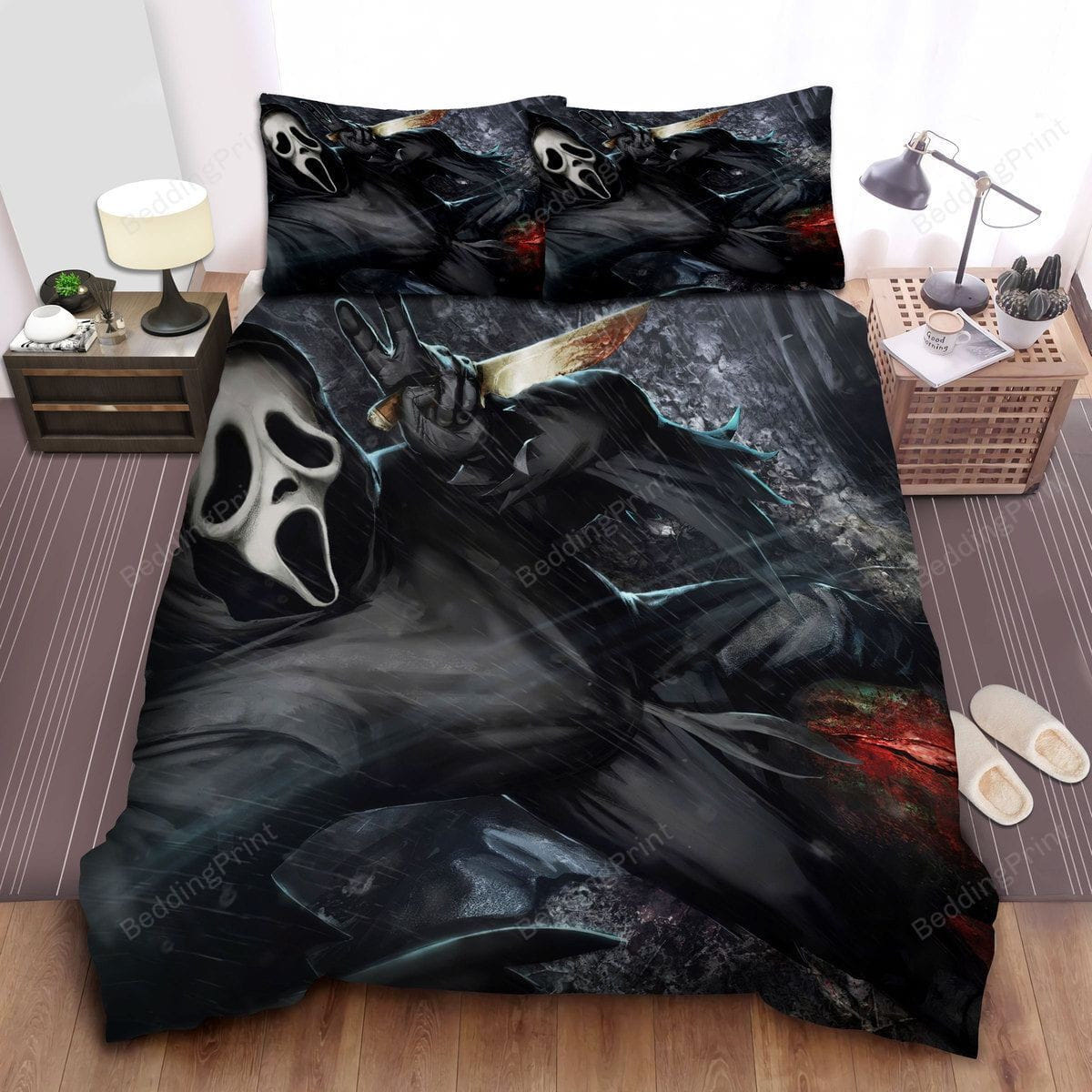 Ghostface Taking A Selfie Duvet Cover, Flastsheet, Pillowcase Bedding Set Gift For Fans, Black Friday, Christmas, For Halloween