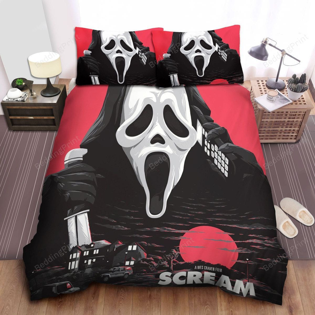 GhostfacePainting In Scream Movie Poster Duvet Cover, Flastsheet, Pillowcase Bedding Set Gift Ideas For Fans, For Halloween