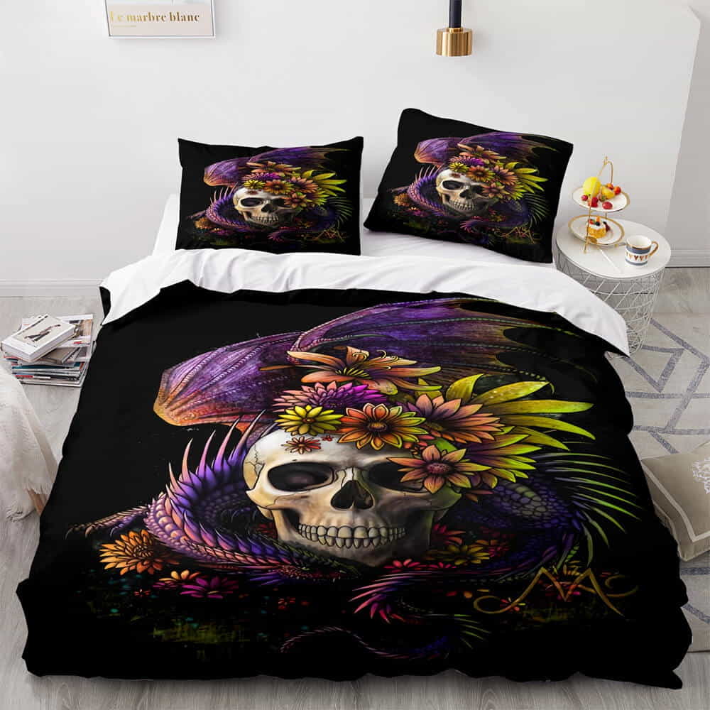 Halloween Horror Skeleton Skull Bedding Sets – Duvet Cover, Flatsheet, Pillowcases For Every Bedroom