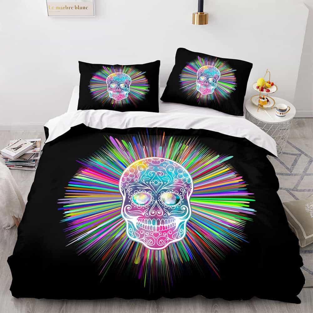 Halloween Horror Skeleton Skull Bedding Sets – Duvet Cover, Flatsheet, Pillowcases Perfect Gift For Fans
