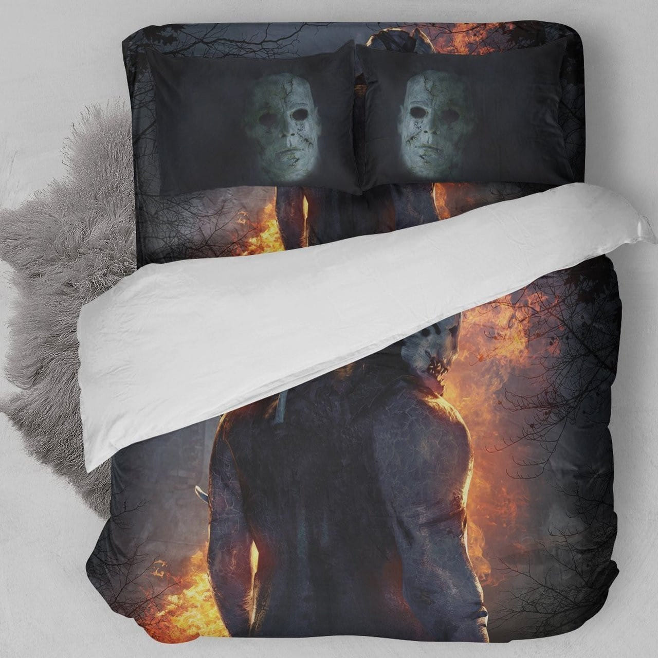 Halloween Michael Myers Custom Bedding Sets, Duvet Cover Flatsheet Gift For Wife, Husband, Besties