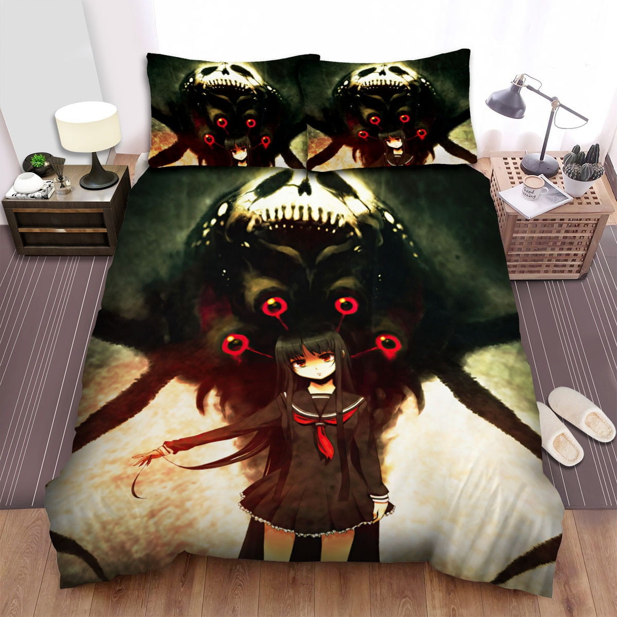 Hell Girl Ai Enma & Scary Spider Monster Bedding Sets – Duvet Cover, Flatsheet, Pillowcases For Every Bedroom, For Halloween