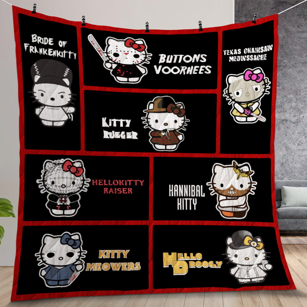 Hello Kitty Horror Movies Quilt Gift For Christmas, Birthday, Thanksgiving, For Halloween
