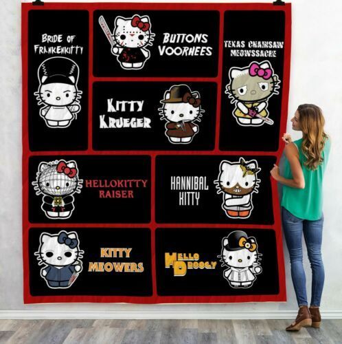 Hello Kitty Horror Movies Quilt Gift For Christmas, Black Friday, Thanksgiving, For Halloween
